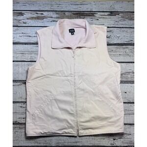 Eileen Fisher Size Medium Women's Vest Jacket Pockets Pink Fleece Lined